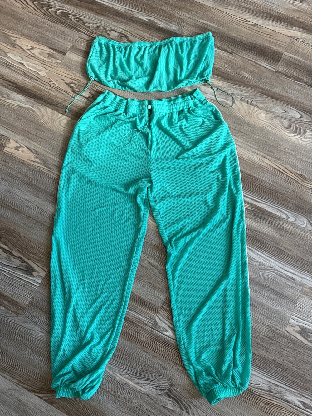 Fashion Nova Mint Green Tube Top & Jogger Set